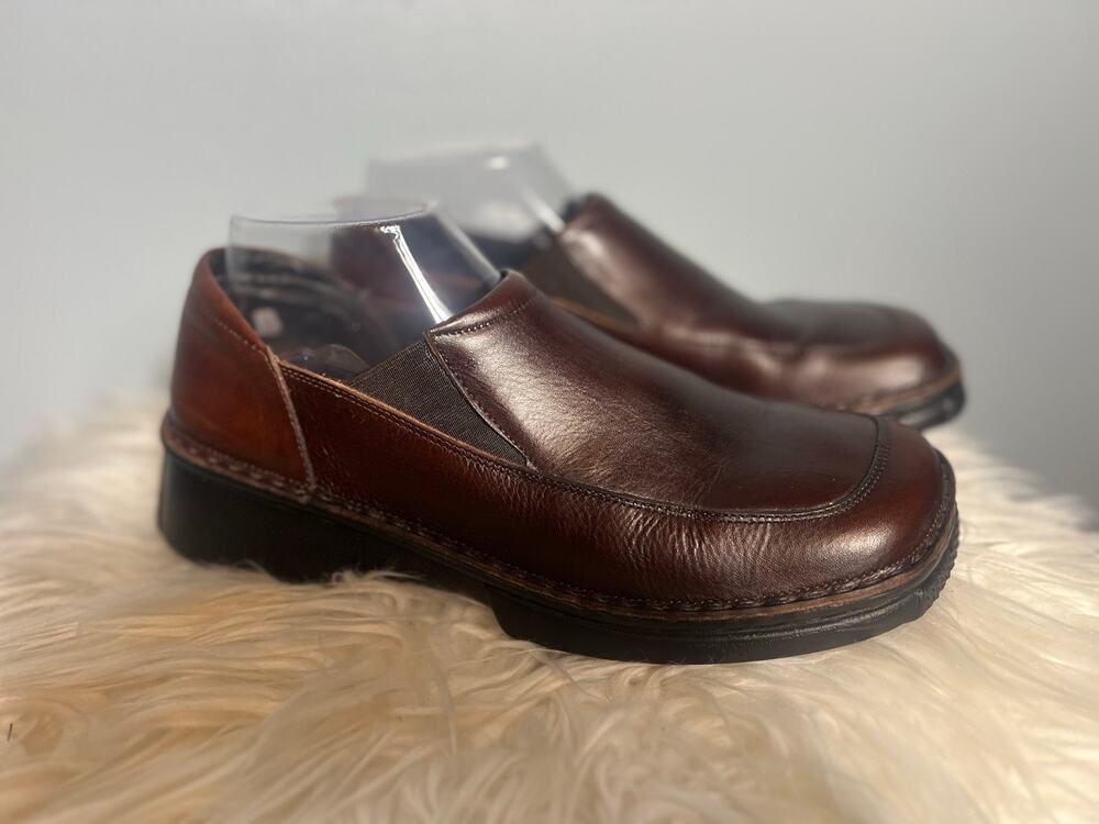 Naot Ginger Brown Leather Loafer Womens 10 Preppy Comfort Orthotic Arch Support